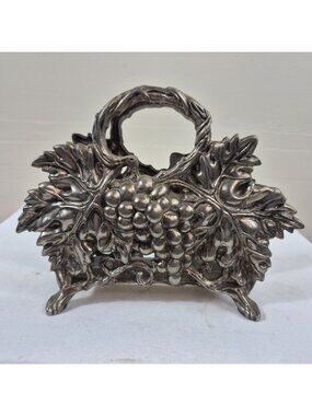 Godinger Silver Art Grapevine Napkin Holder Silver Plate Vineyard Decor 1994